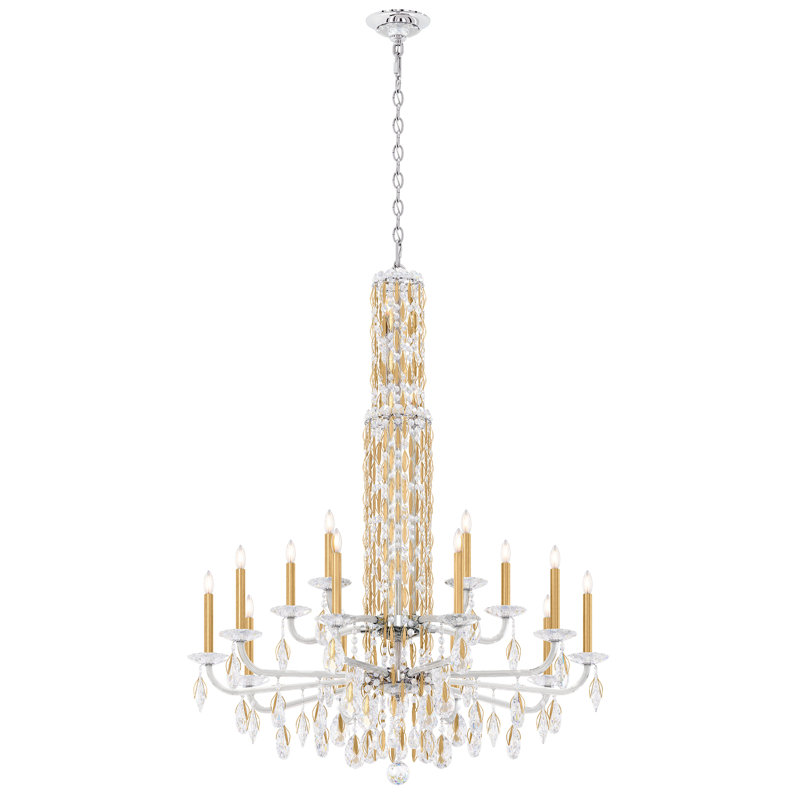 Siena 17 Light 40.5in x 50.5in Two-Tier Chandelier in Black with Clear Radiance Crystals, Czech, White