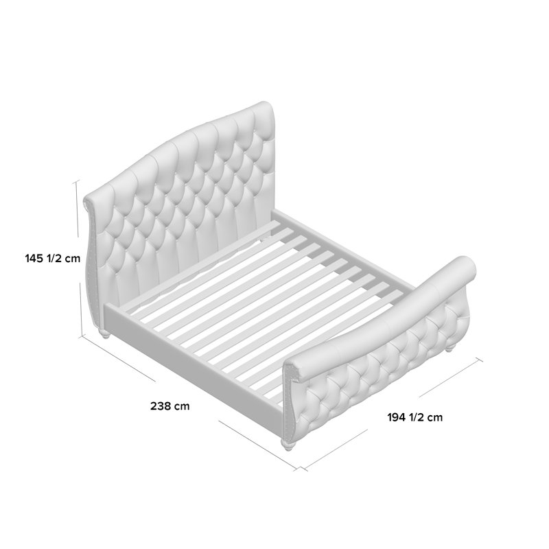 Alzado Upholstered Bed, Grey, Kingsize (5')	