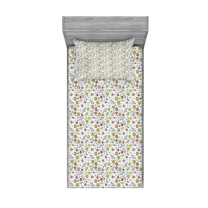 Microfiber Sheet Set, Twin Sheet Set with Fitted Sheet, Spaceship 2