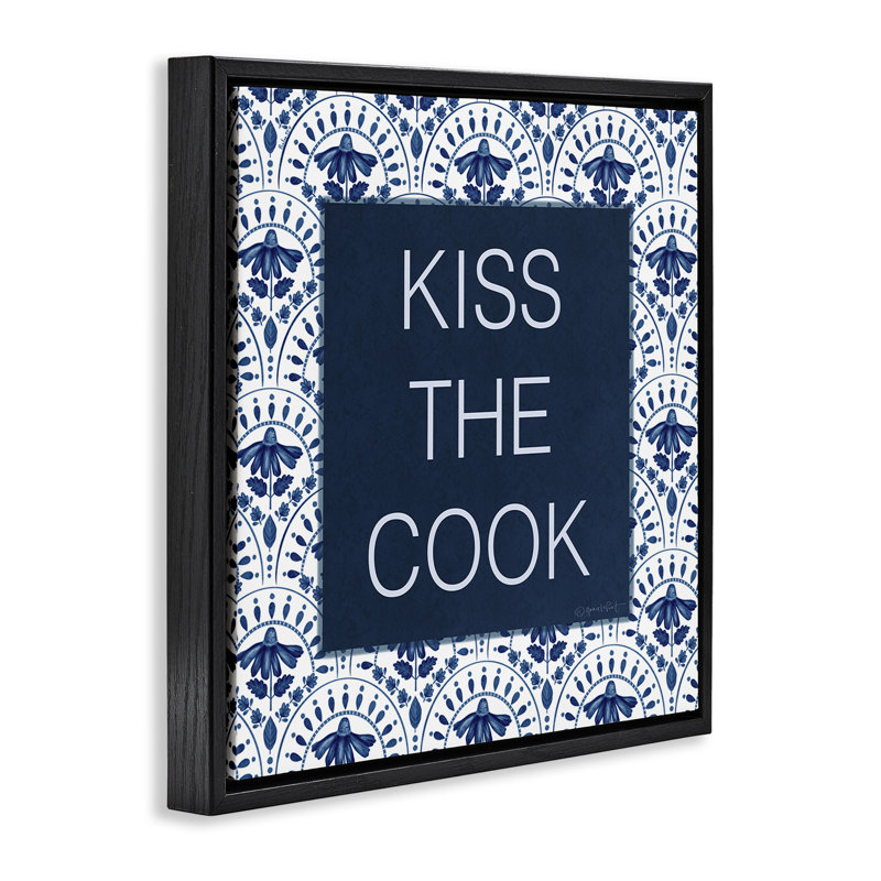 Cadre flottant Kiss The Cook, H 18 po x l 18 po, Cadre flottant noir de jais