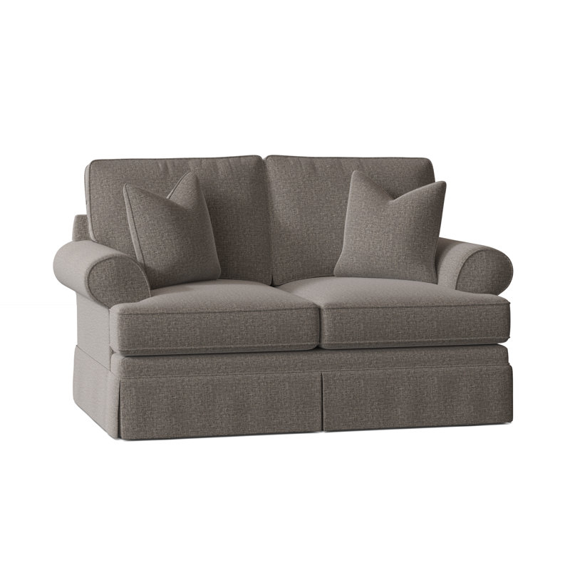 Causeuse à accoudoirs évasés 68 po, Tissage natté gris anthracite Drusky Sustain®