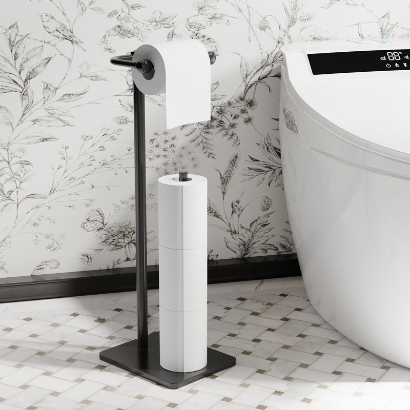 Free Standing Toilet Paper Holder, Black