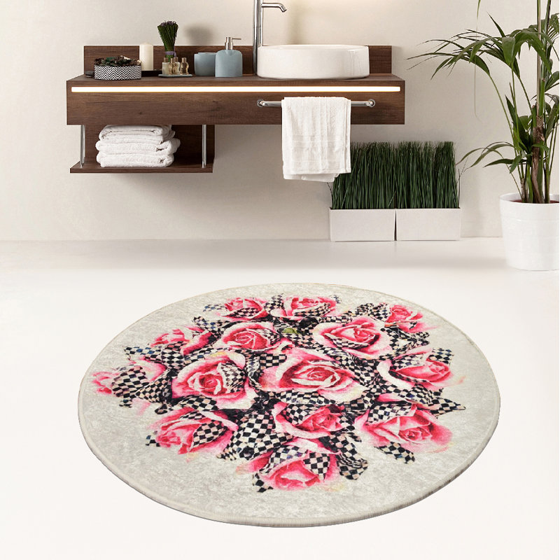 Round Floral Shag 140cm X 140cm Area Rug