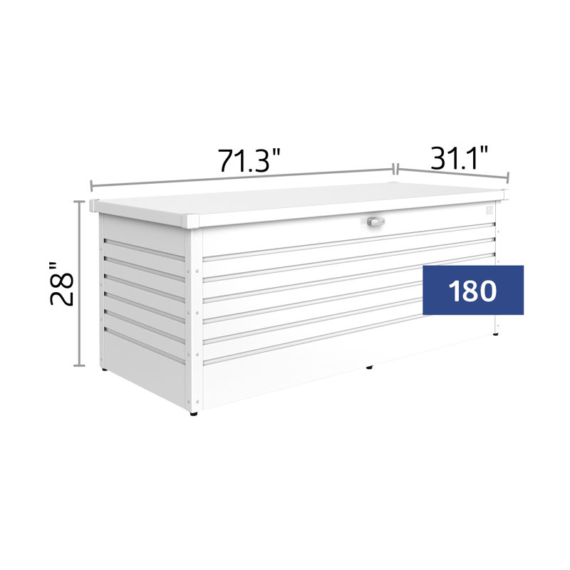 Biohort LeisureTime 210 Gallon Water Resistant Metal Deck Box with Lock, White