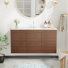 Wall-mount Walnut Bathroom Vanity With Sink