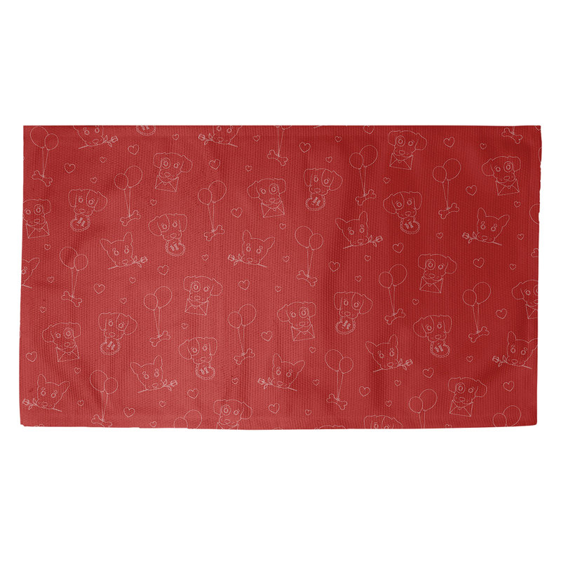 Tapis rouge/zone blanche fait main, Rectangle 5 pi x 7 pi