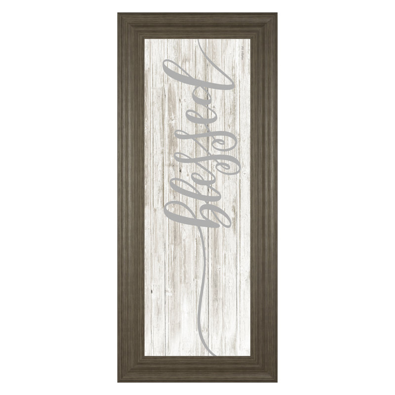 Blessed Script Wall Art - 18" x 42" - Brown Frame