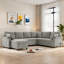 Canapé-lit modulaire en forme de U avec un grand espace de rangement, deux porte-gobelets, des ports de chargement et une chaise de rangement cachée-410719280