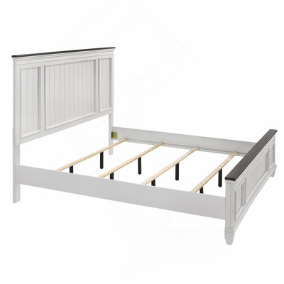 Wood Bedroom Set with Shiplap Panel King Bed, Dresser, Mirror, and two Nightstands