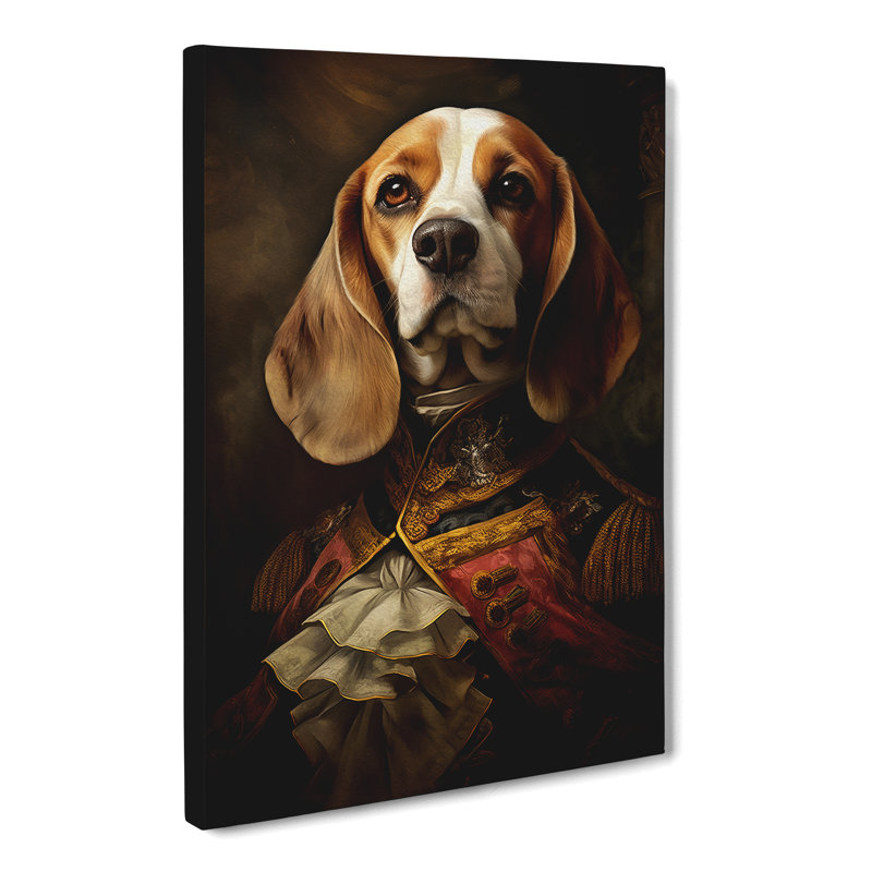 Beagle Baroque Art - Wrapped Canvas, 76cm H x 50cm W x 3cm D