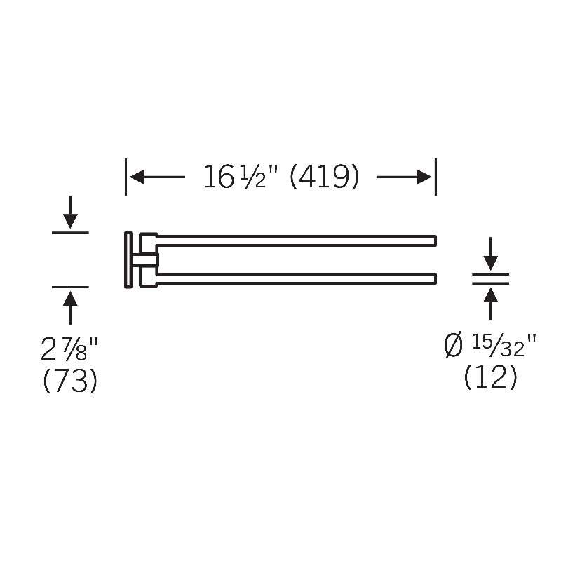 Double Wall Mounted Towel Bar, Polished