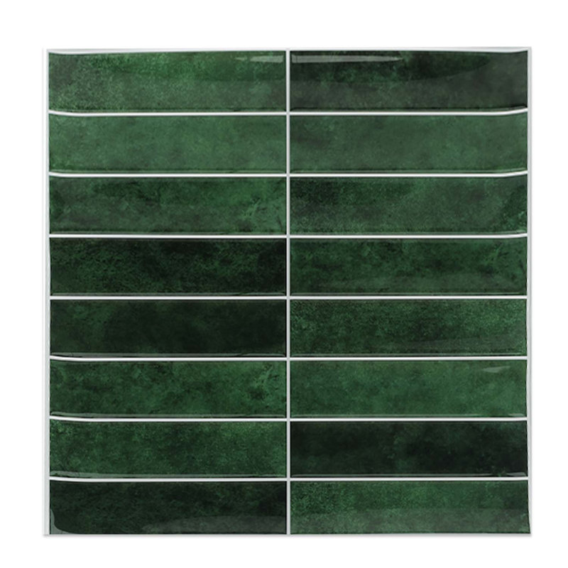 10 po X 10 po X 0,04 po Carrelage mural décoratif en vinyle autocollant (paquet de 10), Vert