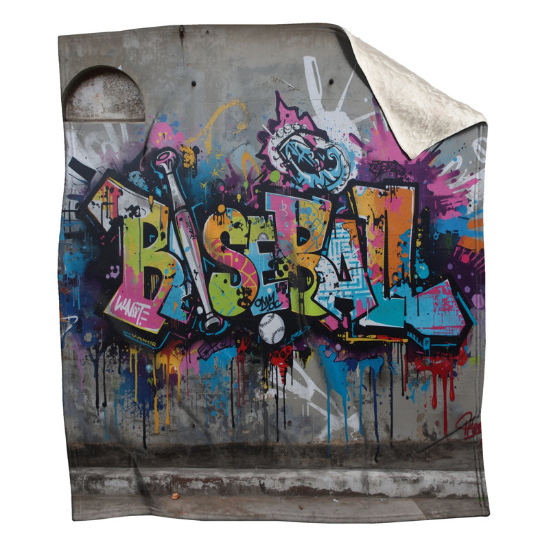 Graffiti Baseball Bat Street Blankets, 60in W x 80in H