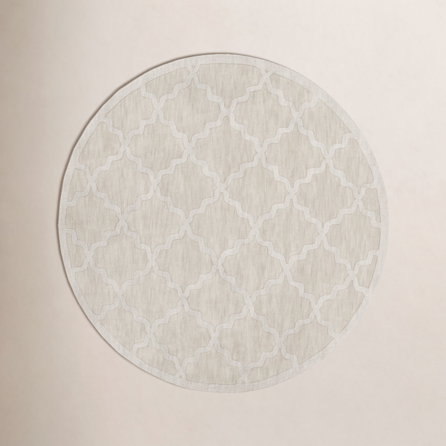 Romina Beige Handmade Wool Geometric Rug, Round 6'