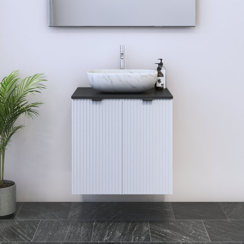 Lissia 23.6'' Single Bathroom Vanity with Top, White, Black