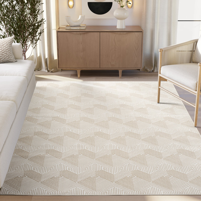 Tapis à motif géométrique crème Abden Rugs Ardencroft REG530A, Rectangle 4 pi x 6 pi