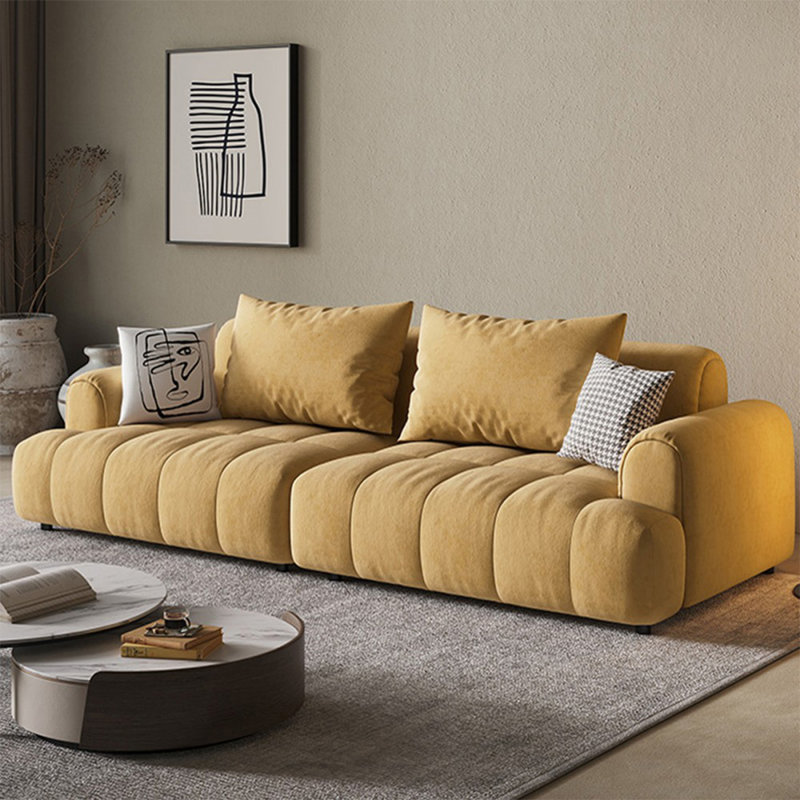 Causeuse-coussin modulaire jaune 100% polyester, Jaune