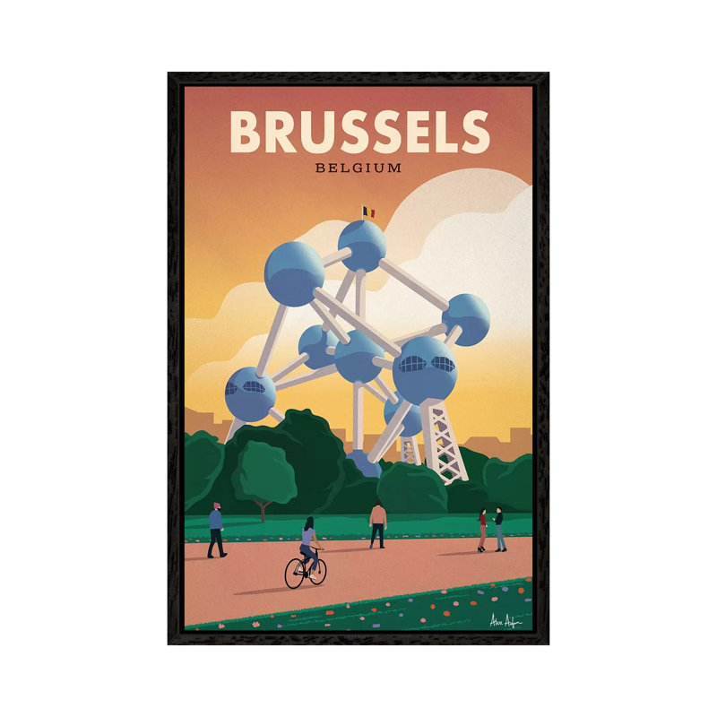Brussels 1 Piece Wall Art on Canvas, 66.04cm H x 45.72cm W x 3.81cm D, Black Framed