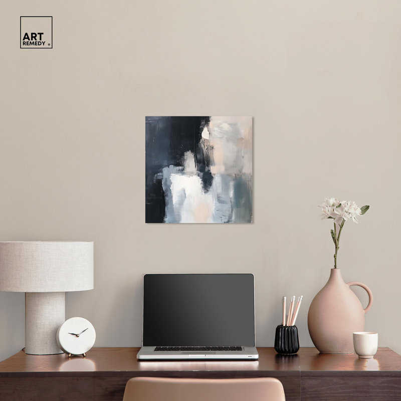 Textured Serenity Neutral Abstract Gallery Wrapped Canvas, 16" x 16"