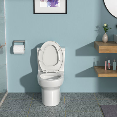Toilette en céramique moderne - double chasse, siège à fermeture douce, chasse d'eau silencieuse stable à une pièce, siège confortable