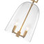 Luminaire suspendu moderne en verre Bell, îlot de cuisine doré à 2 lumières avec tige réglable, abat-jour en verre transparent à finition laiton pour vestibule de bar de salle à manger