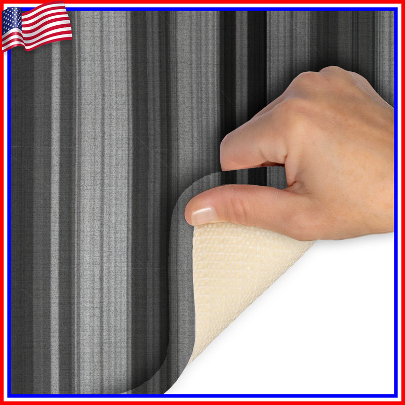 Tapis de bain à rayures, L 34 po x L 21 po, Noir / rayures grises