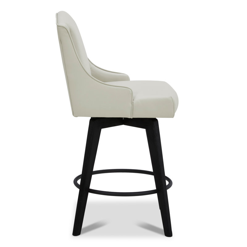 Annelotte 26'' Swivel Counter Stool, Creamy Gray