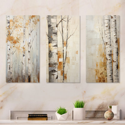 Minimalisme arbre bouleau - ensemble de 3 impressions sur toile de bouleau arbre