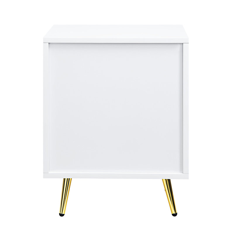 Table de chevet 2 tiroirs Canesha, Blanc