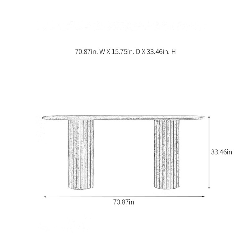 Modern Minimalist Solid Wood Console Table, 33.46" H x 70.87" W x 15.75" D