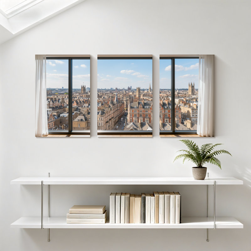 Ensemble de 3 impressions sur toile de paysages urbains, H 24 po x l 48 po