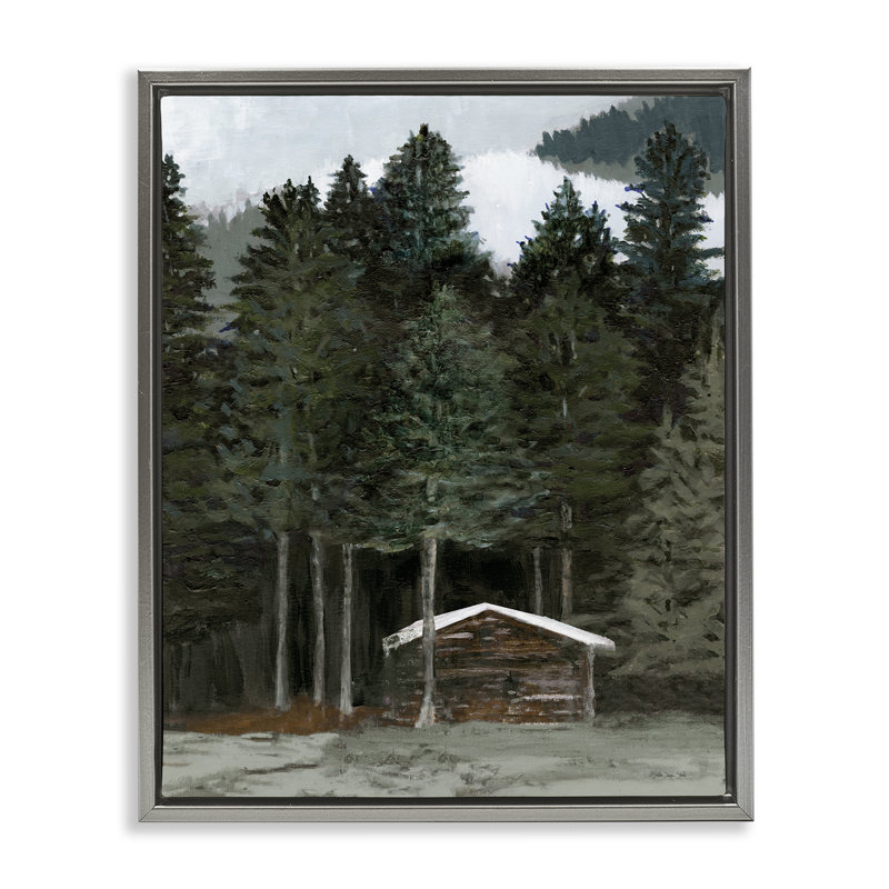 «Log Cabin Forest Thicket Floater», art mural sur toile par Stellar Design Studio, Cadre flottant gris lustré