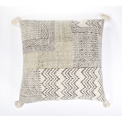 Emerie Tassels Cotton Reversible Throw Pillow