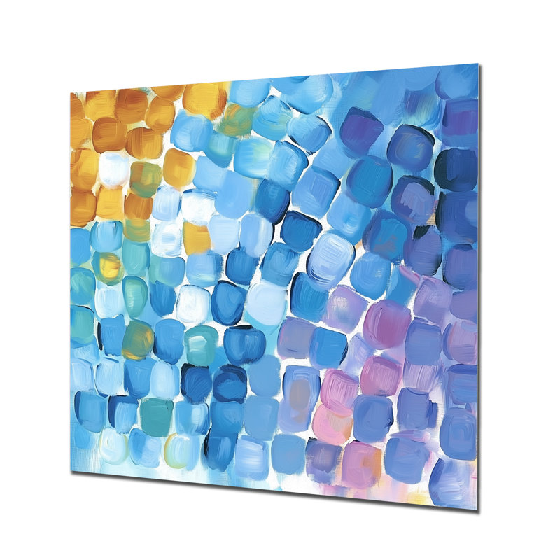Binary Code Of Coastal Geometric Mosaic II - Abstract Metal Decor, Geometric Metal Print, 16" H x 16" W x 0.84" D
