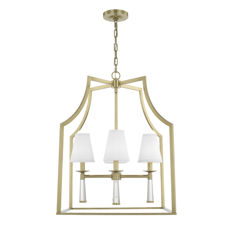 Baxter 4-Light Shaded Chandelier, Aged Brass