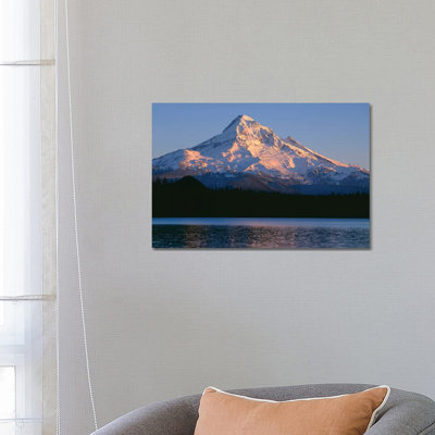 Or, Mount Hood Nf. Sunset Light On North Side Of Mount Hood With First Snow Of Autumn by John Barger - Wrapped Canvas Print