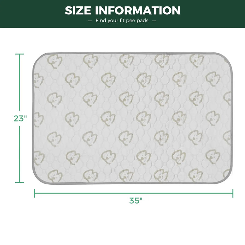 Protège-peluche lavable pour chiens, coussins pour chiots avec super absorbant, spécialement conçu pour les cages de 36 pouces, rectangulaire de 23 po x 35 po, kaki, 4 paquets