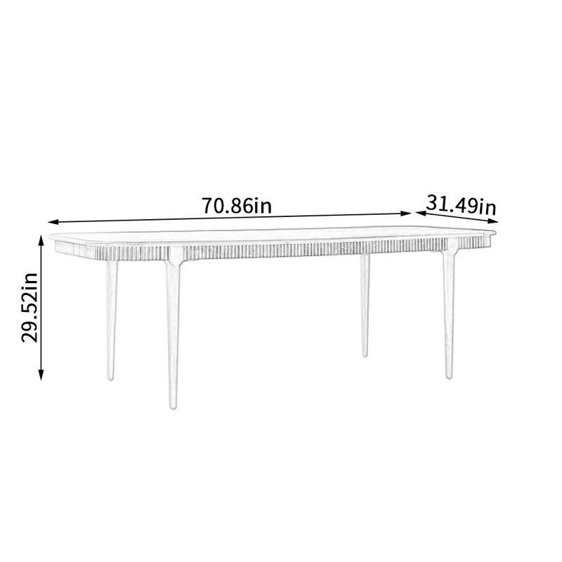 Oak Solid Wood Dining Table, 31.49" W x 70.86" L
