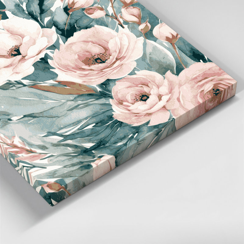 "Watercolor Floral", art mural sur toile gris 16, H 12 po x l 12 po