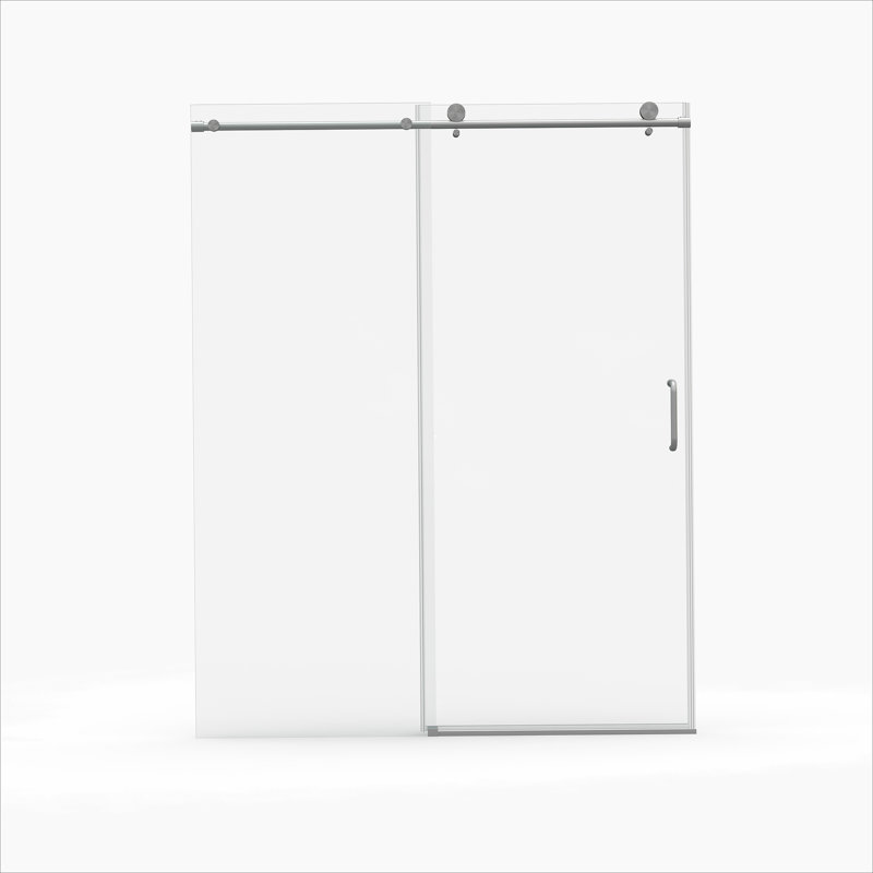 Porte de douche coulissante simple, porte de salle de bain sans cadre pour douche à l'italienne, Nickel brossé