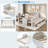 Multifunctional Wood Platform Bed With Desk And Storage Shelves, Built-in Trundle And 3 Drawers-2026735977