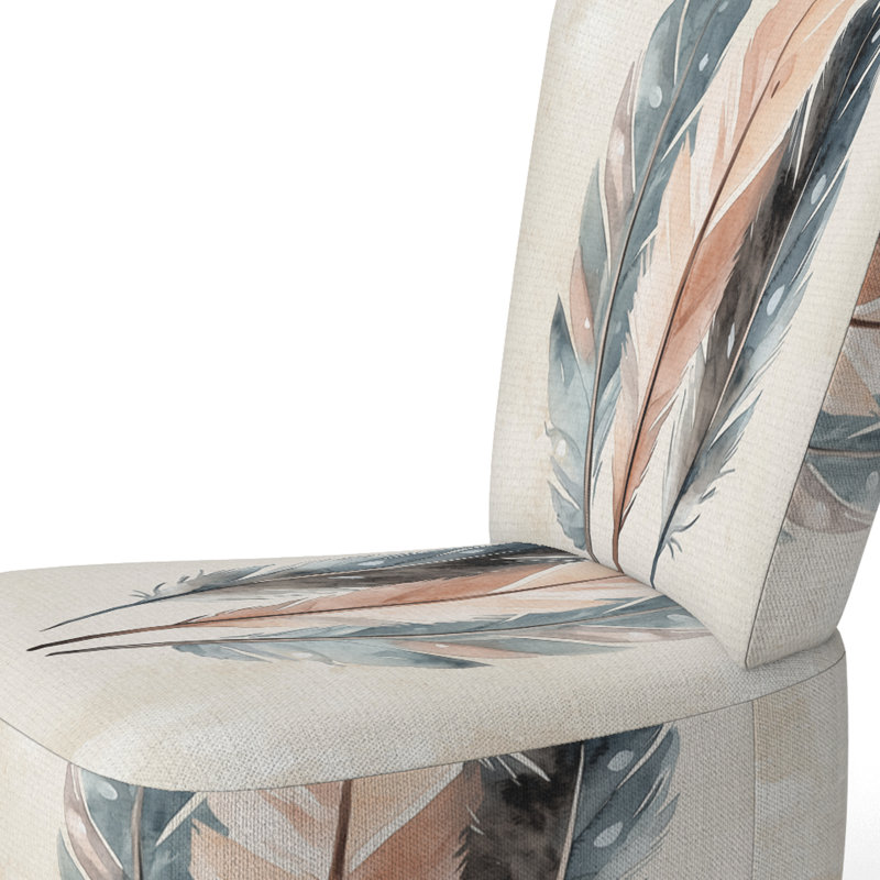 Chaise rembourrée Boho Feather - Chaise d'appoint Free Spirit Feathers II, Side Chair Armless