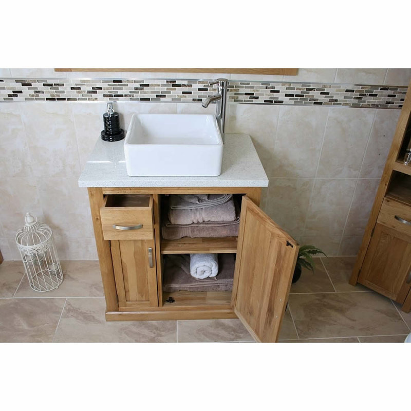 Defreitas 751mm Single Bathroom Vanity with Vessel Ceramic Basin, White