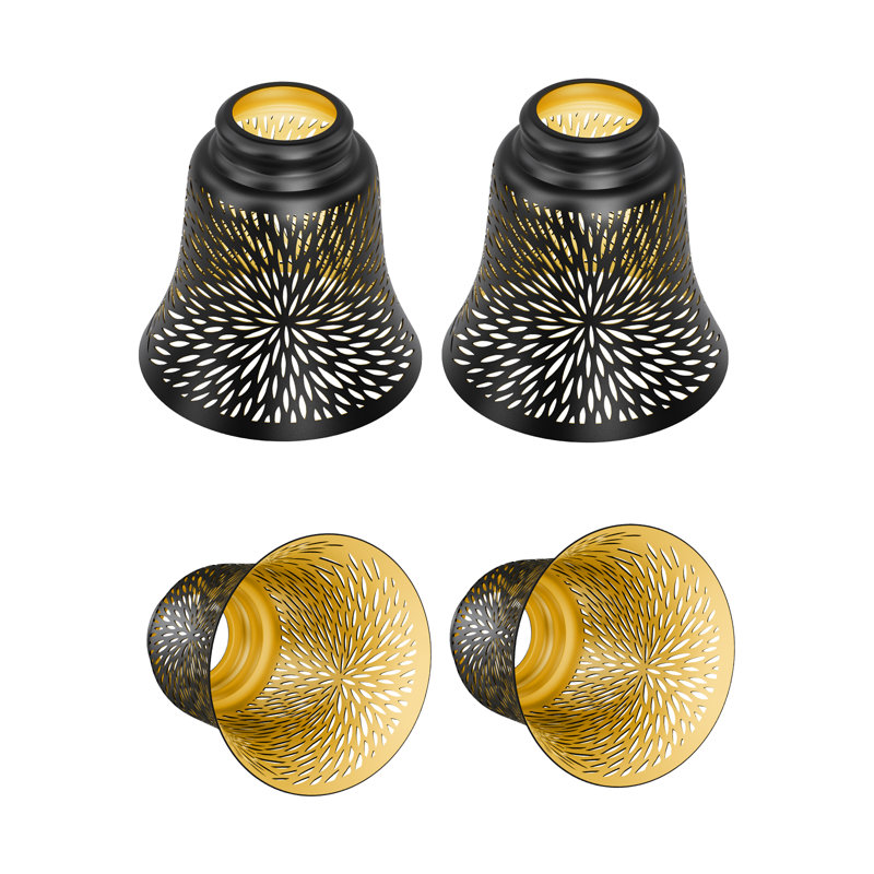 Ceiling Fan Replacement Globes, 4 Pack Chrysanthemum Pattern Fixture Replacement Globes Shades with 1-5/8" Fitter, ALUCSET 4.5" Height and 4-3/4" Diameter, Metal Cover for Pendant Lamp Wall Lamp