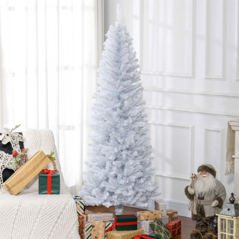 Arbre de Noël artificiel non éclairé de 6 pi avec branches réalistes, parfait pour les espaces compacts et facile à assembler