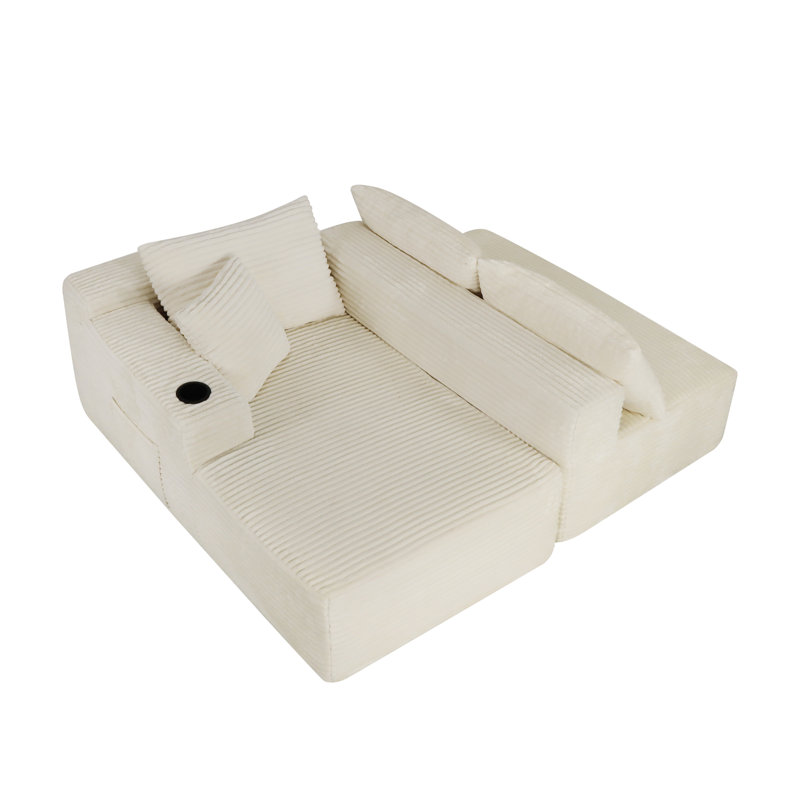 Canapés modulaires à compression, canapé moderne en L en peluche de 96 pouces pour la maison