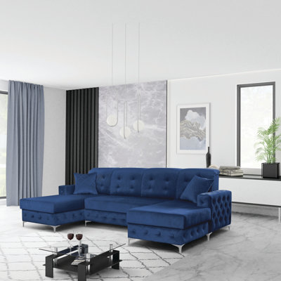 Bowdon Velvet U-Shaped Sectional Symmetrical