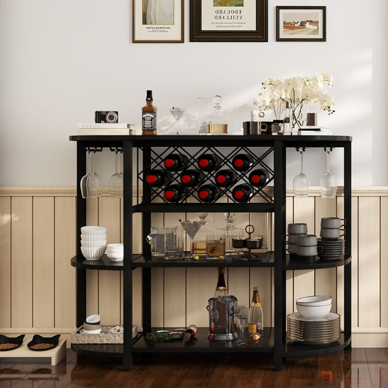 Armoire pour 10 bouteilles / porte-bouteilles de vin et support de rangement en verre Quavis, Noir