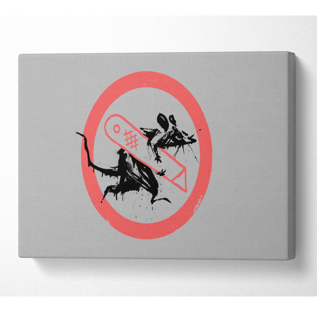 Banksy Grey Knife Rat - No Frame Kunstdrucke auf Leinwand