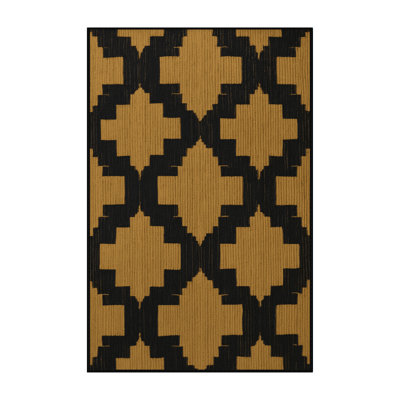 Machine Washable Trellis Black Area Rug